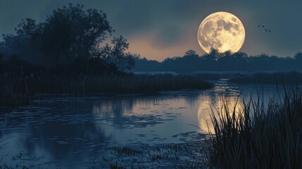 Wall Mural - moon moonlight evening illuminated by the moon