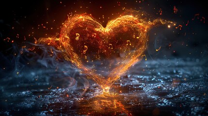 Wall Mural - arteries shaped by musical notes in the heart symbolize the profound bond between emotion and creati