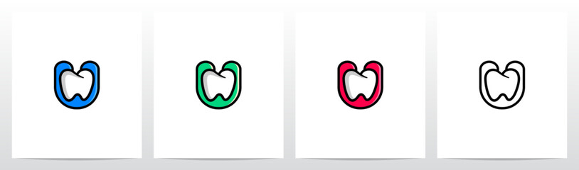 Wall Mural - Cartoon Comic Style Tooth Dentist Letter Initial Logo Design U
