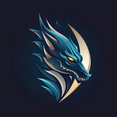 minimalist dragon head logo illustration