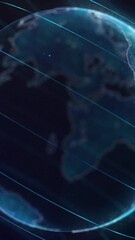 Aufkleber - Beautiful Earth hologram in rotation. Media. Cyberspace structure around globe, futuristic business and technology concept. Vertical video.