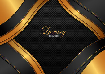 Wall Mural - curve lines realistic luxury black and gold color gradient background, elements, perfect marketing materials, Modern frame banner website, premium Illustration.