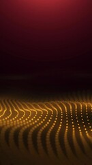 Poster - Abstract golden particles moving on red background. Media. Waving field of yellow dots against dark red light. Vertical video.