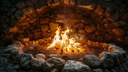 Fire in a Stone Furnace