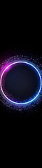 Wall Mural - an abstract technology circle with computer code in vibrant purple and blue on a black background.