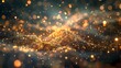© Berkah - Abstract background shining golden floor ground particles stars dust. Futuristic glittering in space on black background.