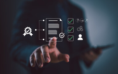 Aufkleber - Data analysis of document ai artificial intelligence process with technology processor to planning business information data, tech, network corporate concept.