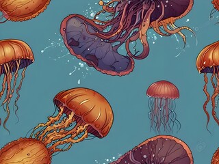 Sticker - set of jellyfish