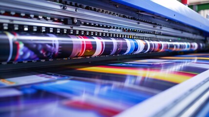 Large wide digital inkjet printing machine during production