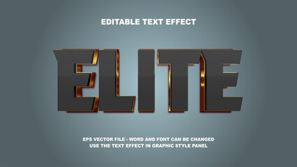 editable text effect elite 3d vector template