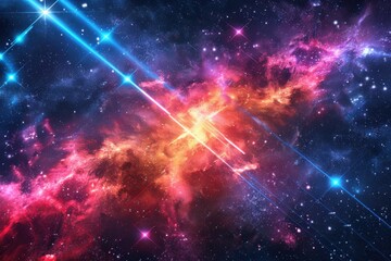 Wall Mural - a colorful space background with a blue and purple sky and a purple and blue sun