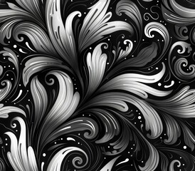 Poster - Mesmerizing Monochrome Swirl Patterns for Abstract Background Design  Elegant Fluid and Dynamic Artwork with Captivating Curves Waves and Spirals in Black and White