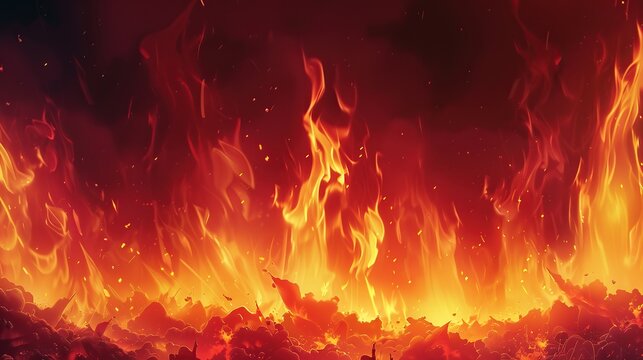 background image of hell in eternal flames, in the style of power puff girls, cartoon, clean line. c