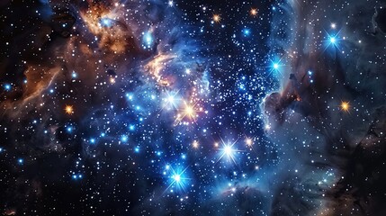 Wall Mural - blue space galaxy background star clusters shining into deep space night sky glittering stars and nebulas generative ai generative