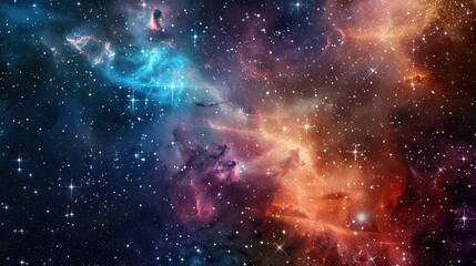 Wall Mural - Colorful cosmic nebula veiled in space dust, a celestial spectacle. Fantastic space nebula with glowing cosmic clouds on black background. Universe, stars and galaxies clusters of fantastic worlds