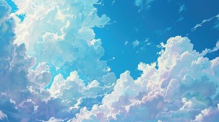 Wall Mural - Sky with pretty white clouds