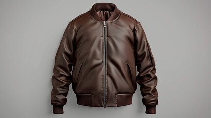Mock up Unisex brown Baseball Jacket, gray background, AI generated Images