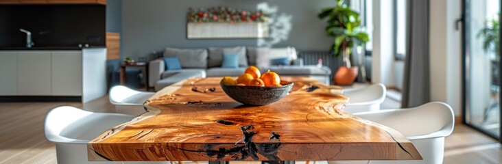 Wall Mural - Modern Dining Room with Live Edge Table