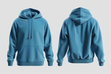 Elevate your apparel presentation with this blue hoodie mock-up, showcasing both front and back views against a blank background. Perfect for showcasing your designs or branding concepts.