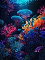 Wall Mural - coral reef and fishes