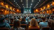 © Sang - A large seminar hall filled with attendees listened attentively to the keynote speaker's presentation on innovative solutions to combat climate change, as visuals were displayed on a presentation scre
