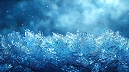 Wall Mural - Abstract winter background showcasing a cracked and scratched ice texture on a frosted surface.