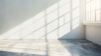 Poster - Sunlight Shadow Overlay on White Wall Background with Multiply Mode