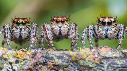 Sticker - Jumping spiders in close range on the wall