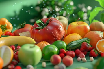 Wall Mural - fresh fruit and vegetables by generative ai