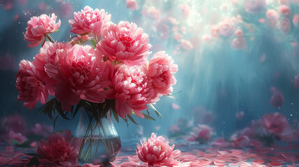 Fantasy like vases with flowers in them the flowers should be peonies-4