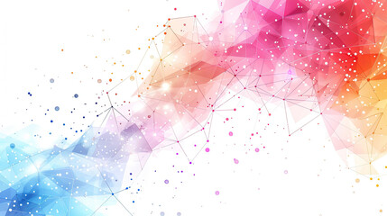 Poster - Abstract background with colorful polygonal shapes and connected lines. Abstract background with colorful triangles and dots, abstract pattern, white background, vector illustration.