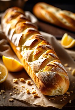 crusty golden freshly baked french bread loaf crunchy crust soft interior, crispy, baking, oven, artisan, handcrafted, homemade, fragrant, aromatic, delicious