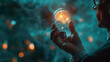 © MONTRI - Creativity, Inspiration and new idea of growth for business with Smart idea, Businessman holding abstract light bulb and brain concept