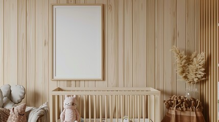 Canvas Print - Scandinavian Nursery with Mock-Up Frame