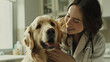 © Formoney - A woman is petting a dog in a white lab coat