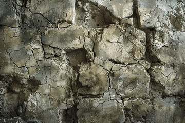 Wall Mural - A wall with cracks and holes in it