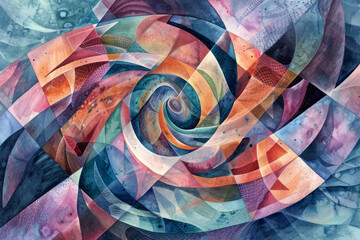 Poster - a colorful abstract painting with a spiral design