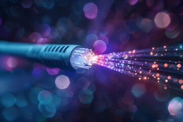 Poster - A blue cable with a purple and red light coming out of it