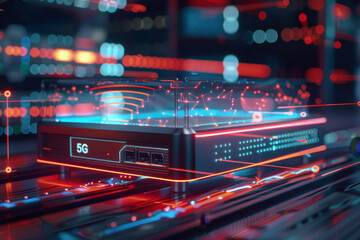Poster - A computer monitor with a 5G logo on it