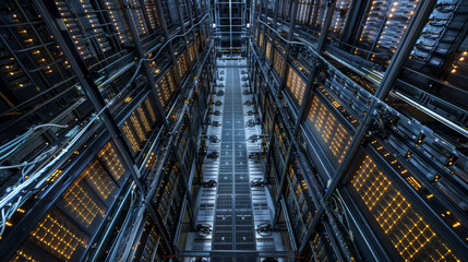 Poster - A computer server room with many computer servers