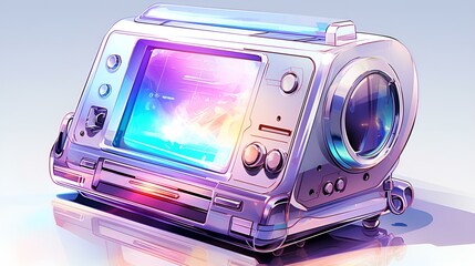 Wall Mural - Colorful gaming device with a bright screen.