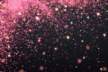 Wall Mural - pink gold glitter luxury sparkling confetti. scattered small gold particles on transparent backgroun
