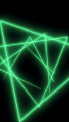 Poster - Abstract neon triangular tunnel background. Media. Flying through triangular corridor on a black background. Vertical video.