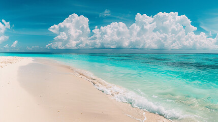 Wall Mural - beautiful sandy beach with blue sky