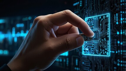 person typing on a touch screen interface