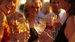 © AIRina - A festive cocktail party scene with guests holding vibrant drinks and smiling under the warm evening light. Perfect for social gatherings and celebratory moments