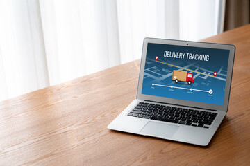 Wall Mural - Delivery tracking system for e-commerce and modish online business to timely goods transportation and delivery