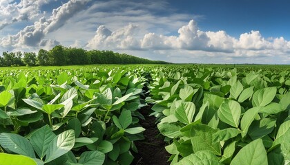 Wall Mural - wheat field at sunset, wallpaper texted green peas in a pod, field in the summer, corn field in the morning, corn field in spring, Agricultural soy field Soybean pods and foliage on stems