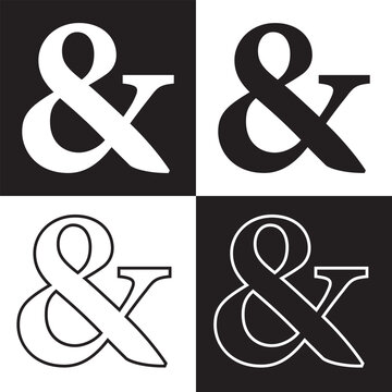 Ampersand symbol vector illustration. A flat illustration design used for ampersand symbol icon,  white and black background. EPS 10