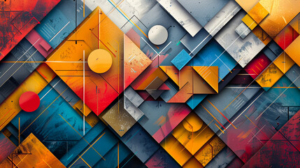 Poster - abstract geometric shapes background colorful modern art design texture pattern wallpaper digital il